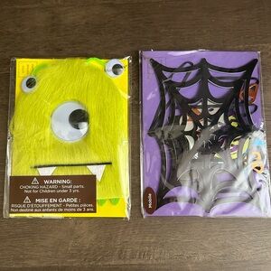 NWT Lot 2 Papyrus Halloween Cards Furry Monster and Spider Web Mobile Cut Out